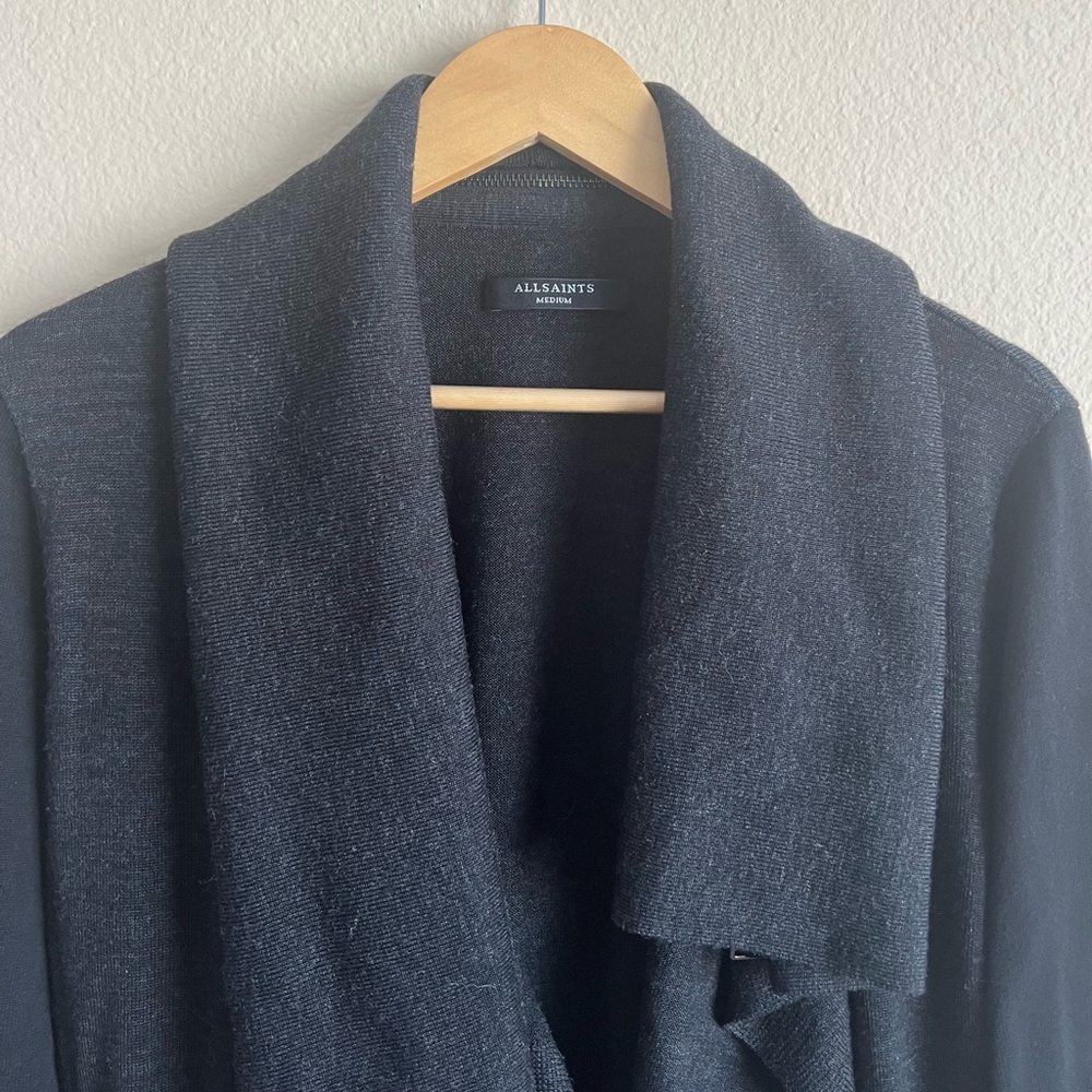All Saints Merino Wool Open Front Cardigan - image 3